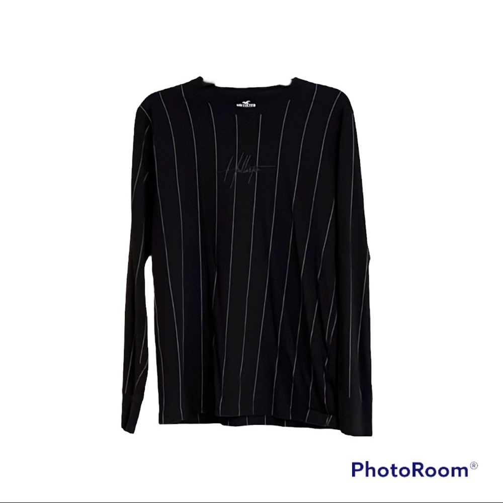 Black Vertical Striped Hollister Long Sleeve Shirt (Mens Medium)